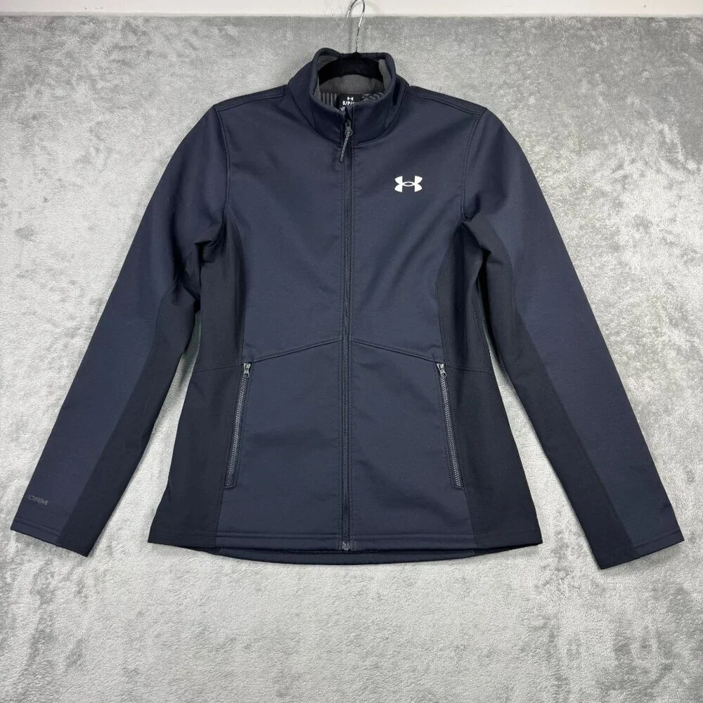 Under Armour Storm Jacket Womens S Coldgear Infrared Navy Zipper Pockets Outdoor